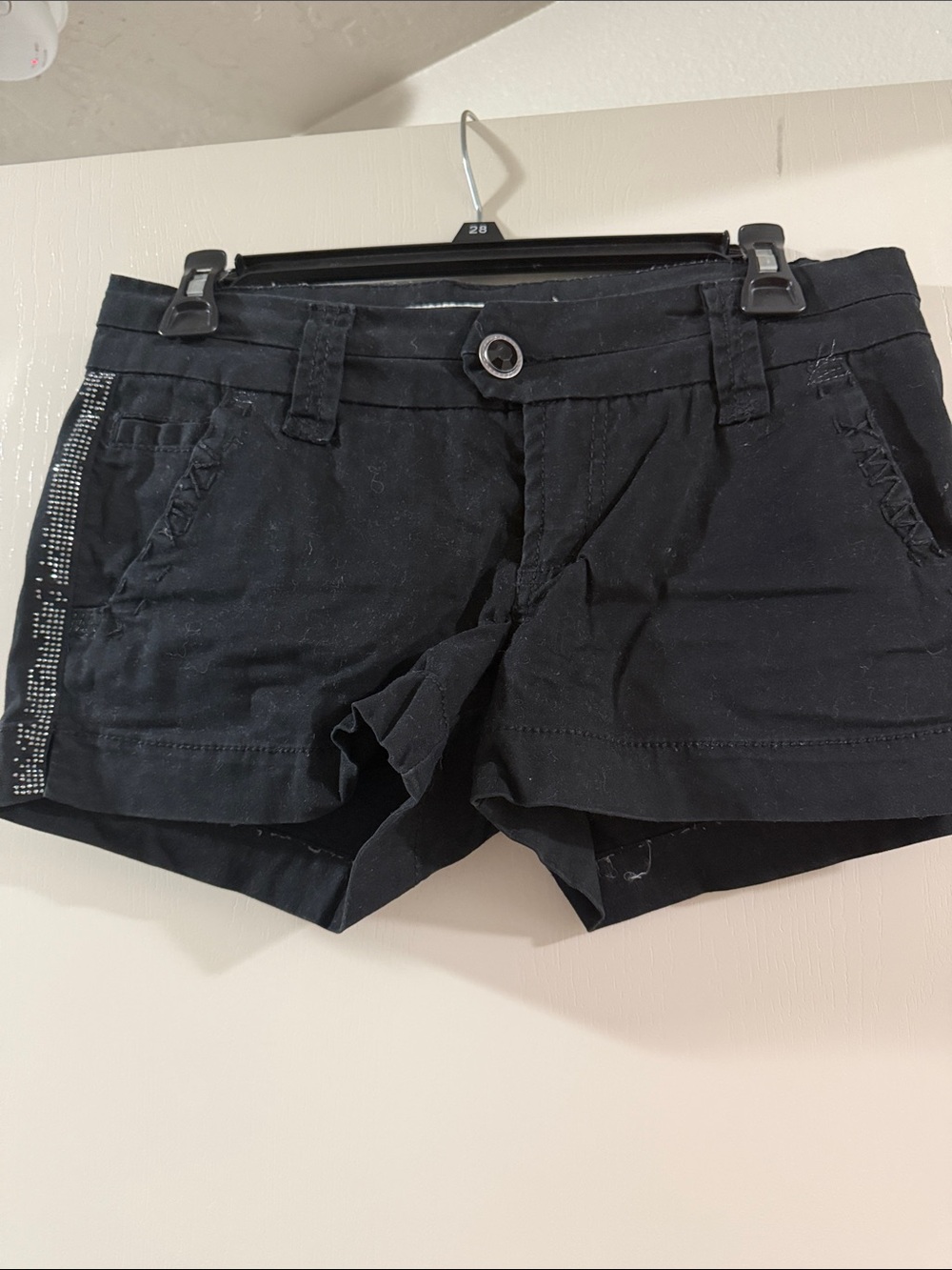 BKE Black Rhinestone-Trim Jean Shorts